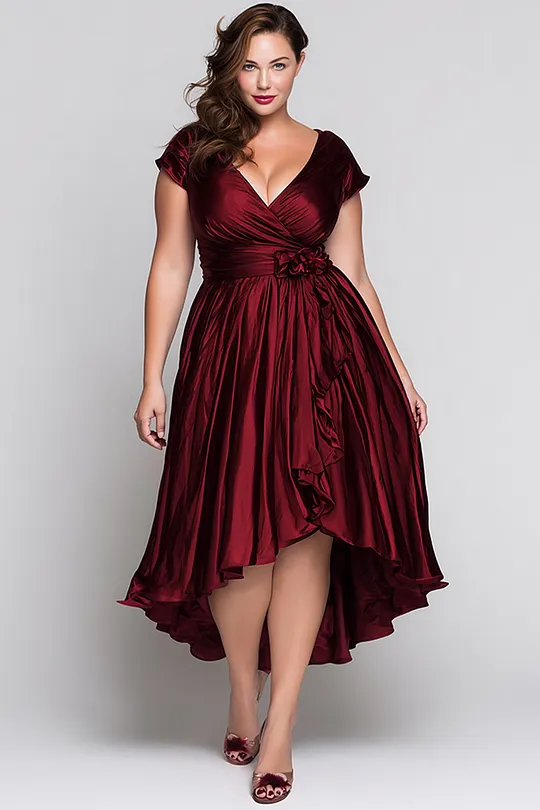 white christmas dresses SSYS The Everly Scallop Trim Puff Sleeve Shift Dress In Red Plaid