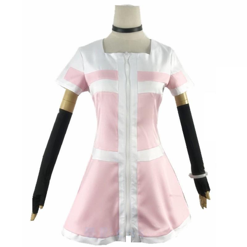 Akudama Drive Ordinary Person Dress Short Sleeve Cosplay Costumes  for Adult Pink White
