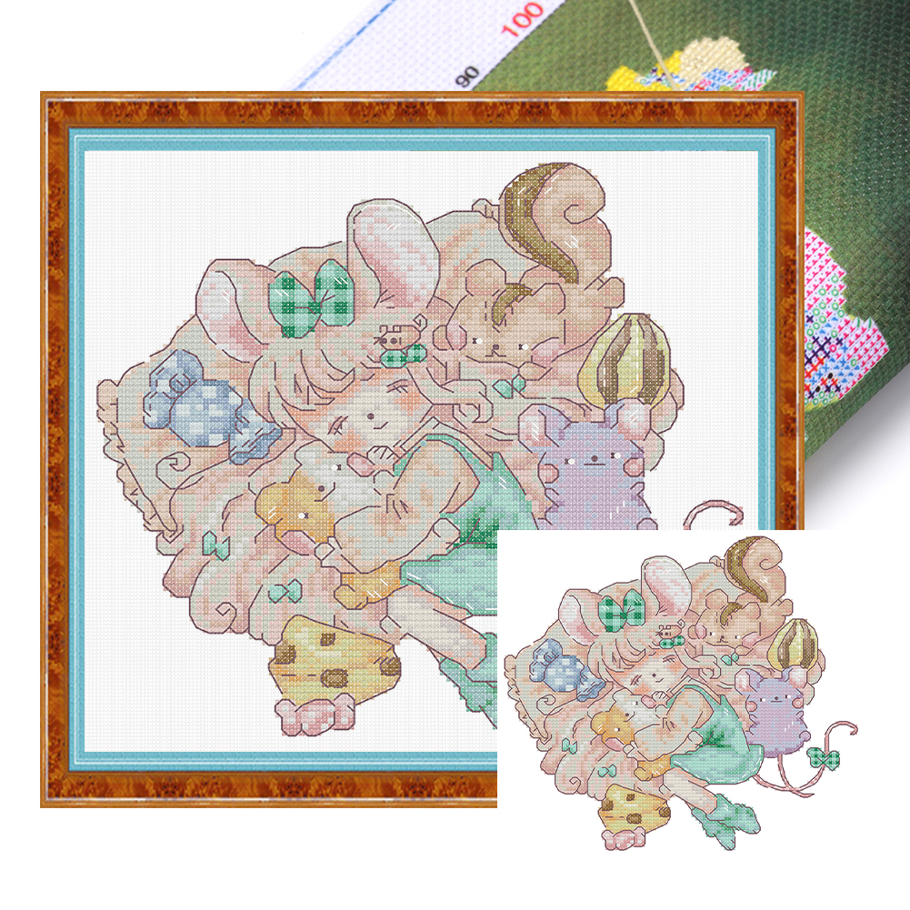 Sweet Dreams Partial 14CT Pre-stamped Canvas(26*23cm) Cross Stitch(backstitch)