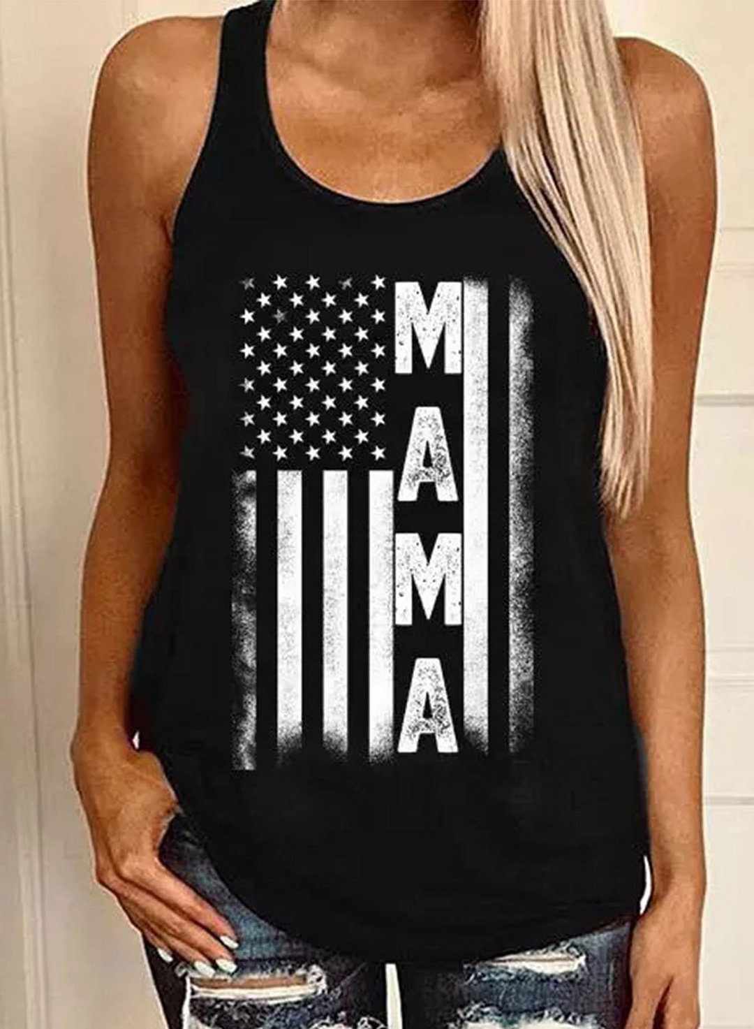 Women's Tank Tops Letter Flag Print Top