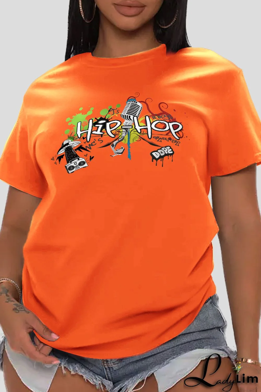 White Fashion Casual Print Patchwork Letter O Neck T-Shirts