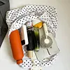 Polka Dot Nylon Storage Shoulder Bag with Key Ring Expandable Keychain Tote Bag Large Capacity Stylish Foldable Tote Handbag for Shopping Travel Commute