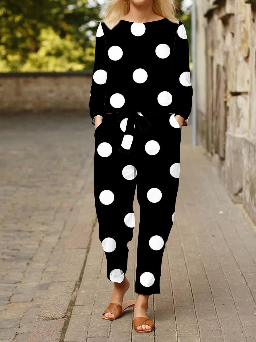 Dots Printing Casual Two-piece Suits