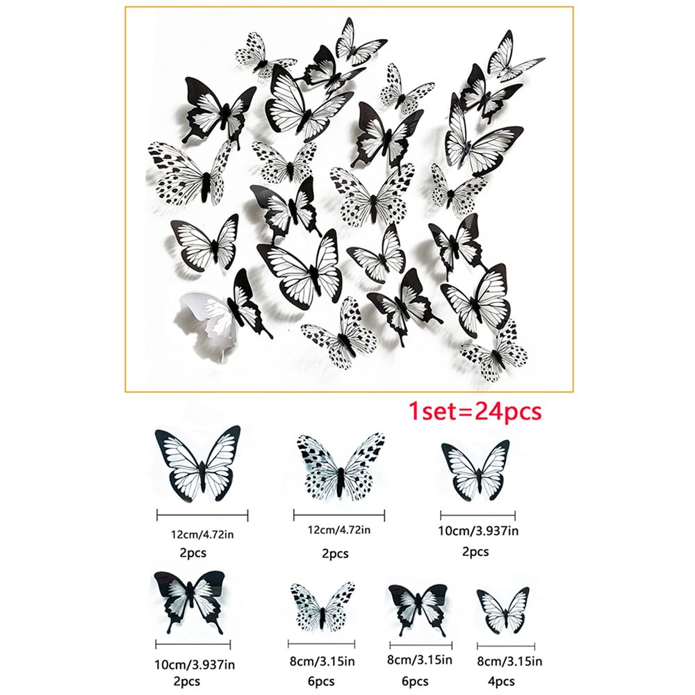 Athvotar Pcs Black White 3D Butterfly Wall Sticker Wedding Decoration Bedroom Living Room Home Decor Butterflies Decals Stickers