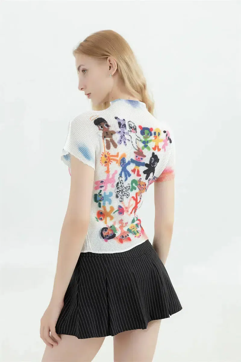 Brownm Figures Printed Top