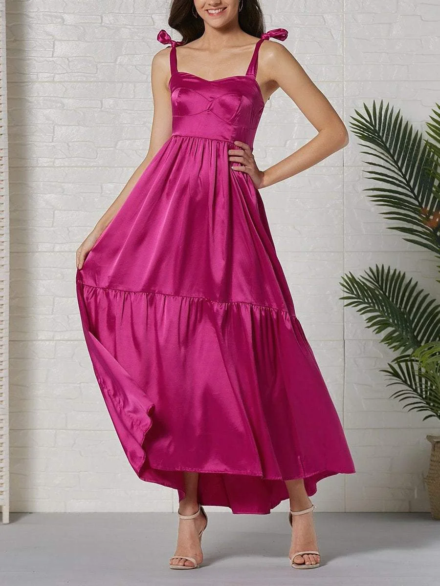 Elegant Solid Satin Slip Dress