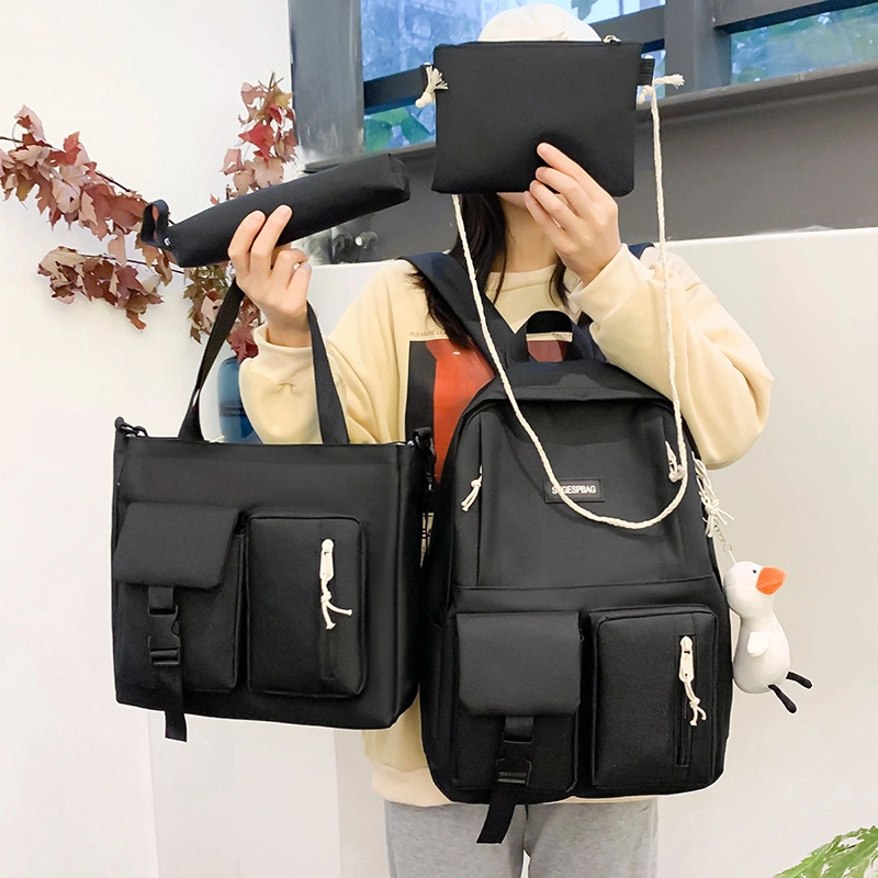 Student Schoolbag Female New Solid Color Three To Six Grade Backpack Middle School Student Tutorial Bag Campus Large Capacity Backpack