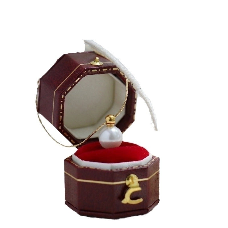 Elegant Minimalist Round Titanium Steel Artificial Pearls Inlay Pendant Necklace