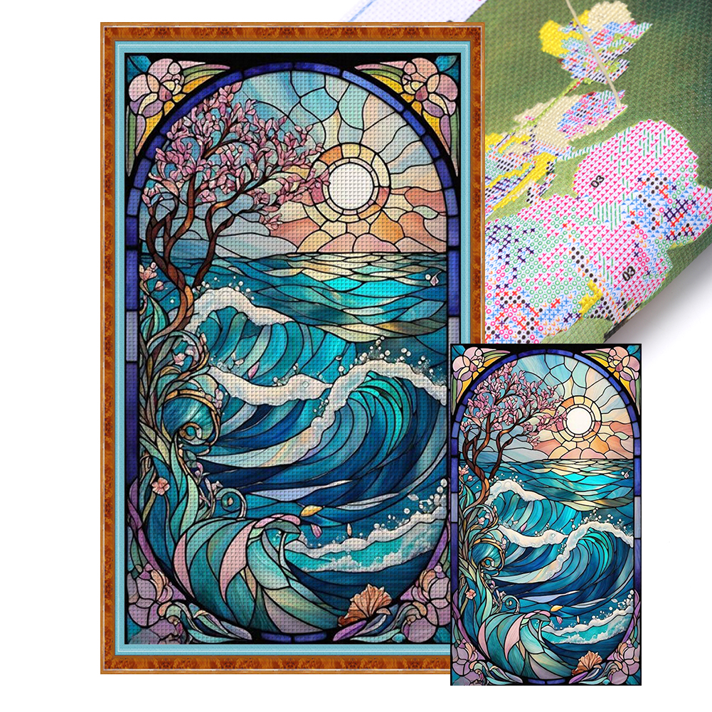 Glass Painting-Waves Full 11CT Pre-stamped Canvas(40*70cm) Cross Stitch