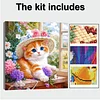 Framed Diamond Painting - Full Round Drill - Kitty (25x25cm)