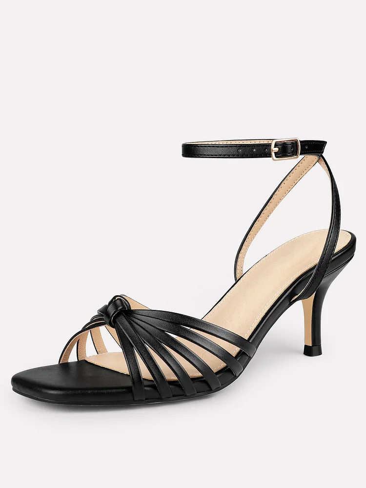 65mm Women's Open Toe Sandals Matte Apricot Bottoms  Kitten Low Strappy Heels Ankle Strap Heeled Shoes