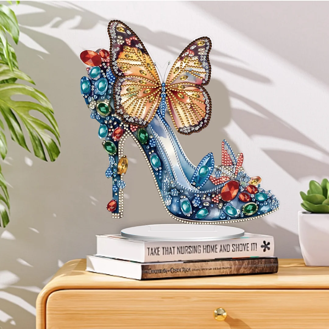 DIY High Heels Single Sided Diamond Painting Acrylic Tabletop Ornaments for Office Decor