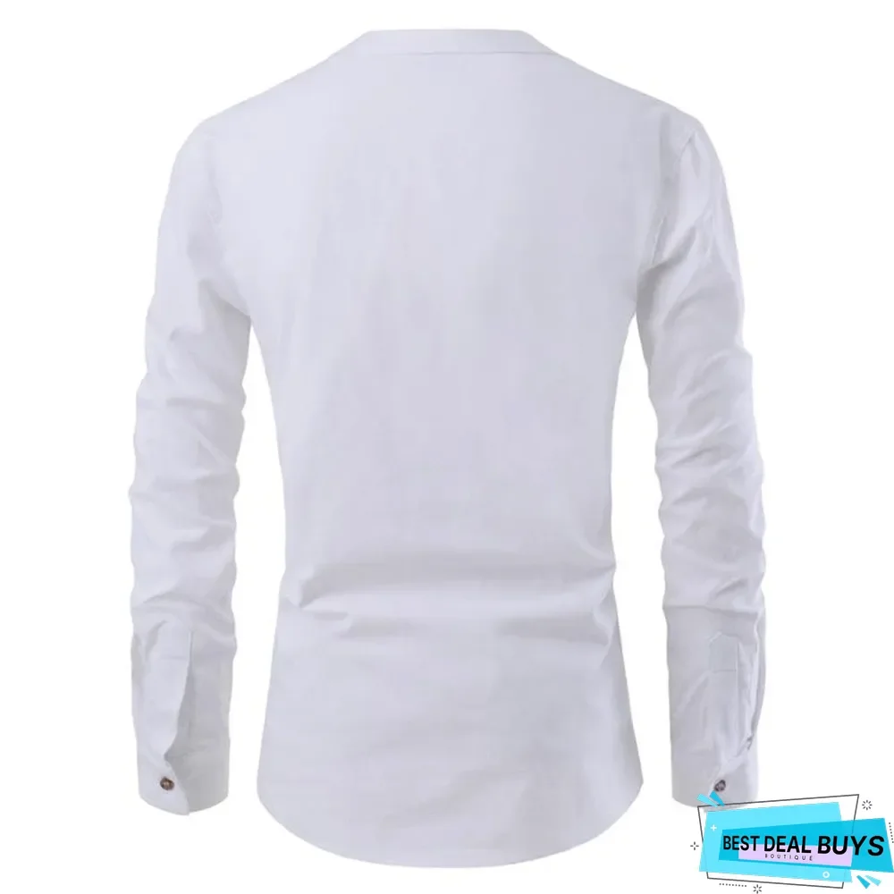 Men's Casual Pullover Long Sleeve Shirt