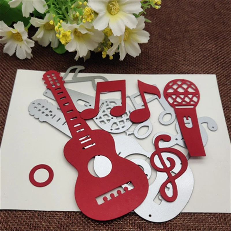 5Pcs Music set background tag Metal Cutting Dies Stencils Die Cut for DIY Scrapbooking Album Paper Card Craft