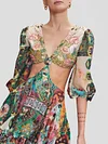 Floral-Print Backless Spaghetti-Neck Vacation Maxi Dress