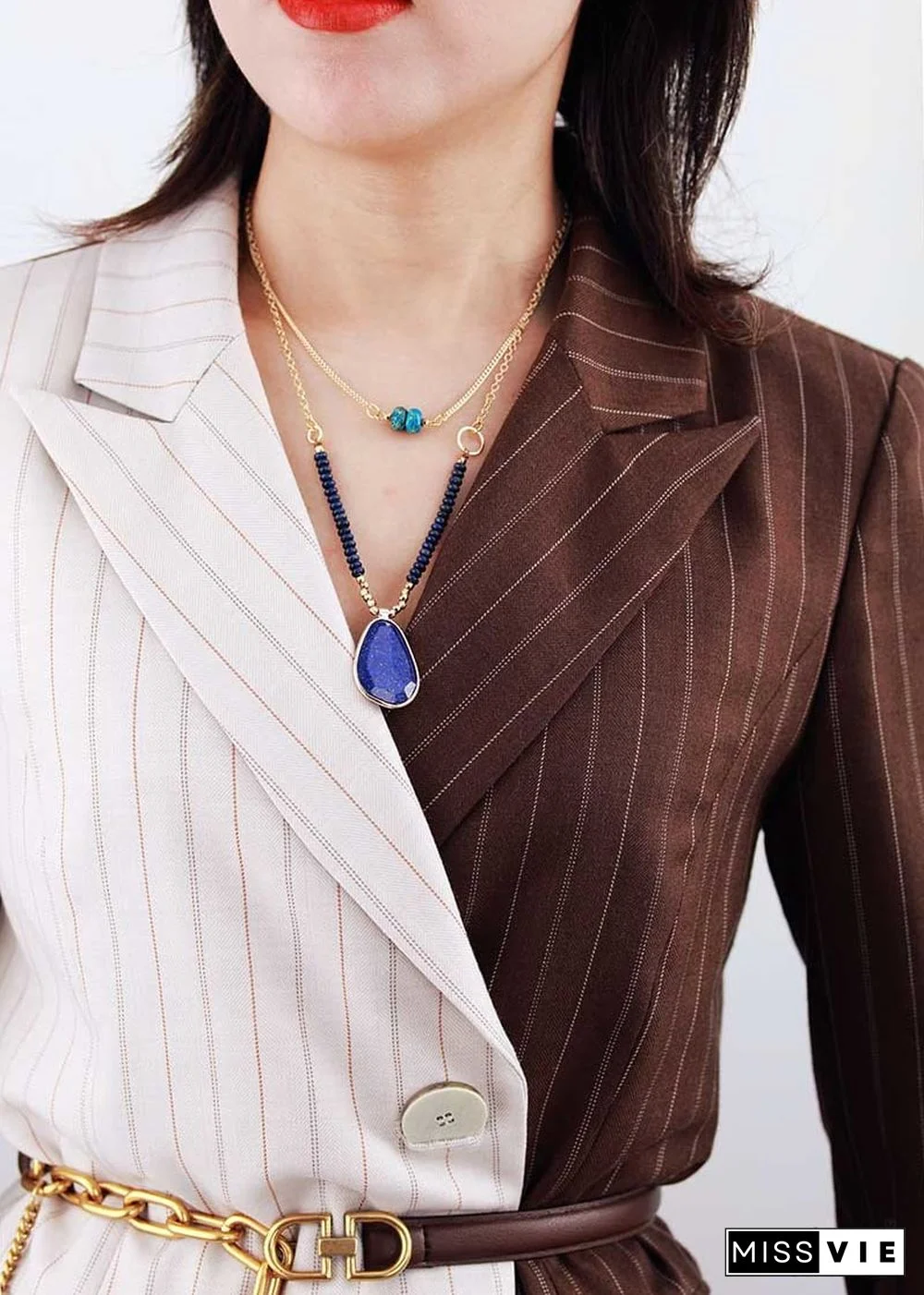 Boho Necklace, 2 Layers Lapis