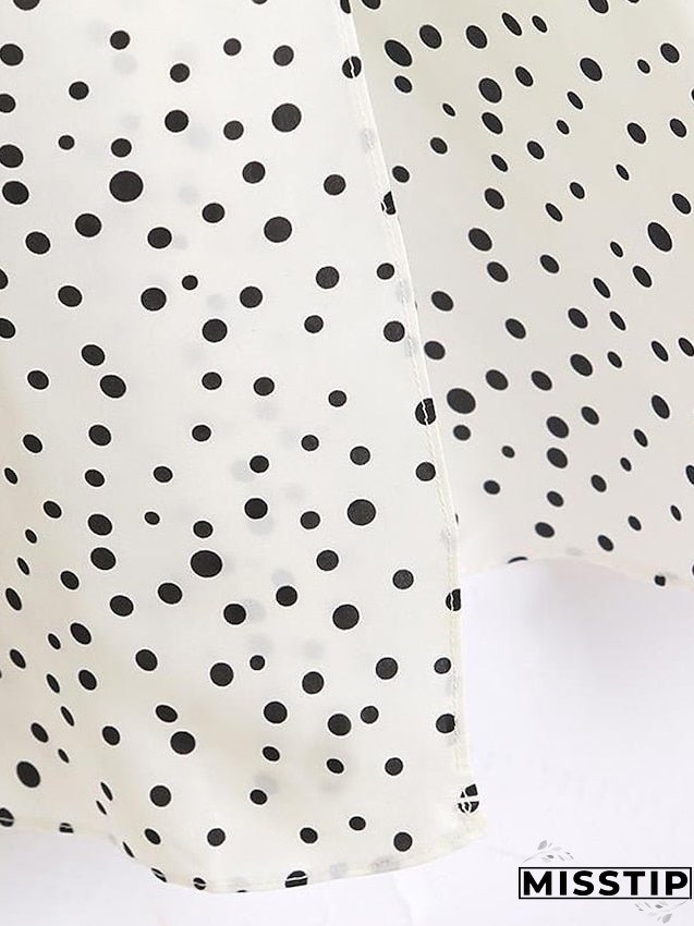 Casual Dress Swing Boho Long Maxi Light Blue Creamy-white Pink Short Sleeve Polka Dot