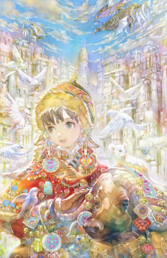 Anime Girl Flowers Dove Of Peace 30*50CM(Canvas) Full Round Drill Diamond Painting gbfke