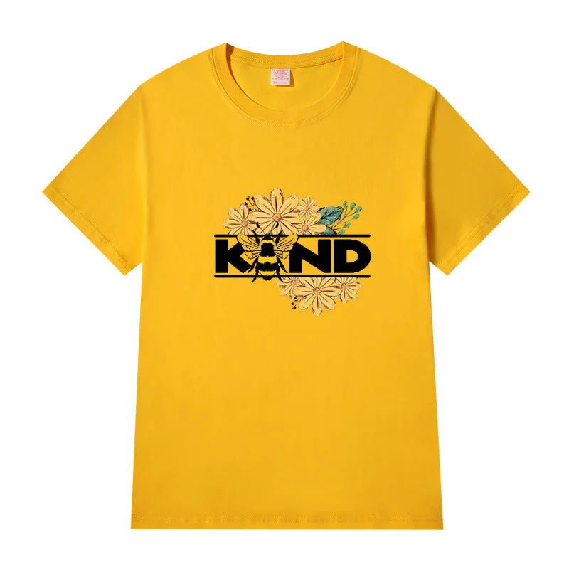Short Sleeve Crew Neck Be Kind Letter Printed T-shirt