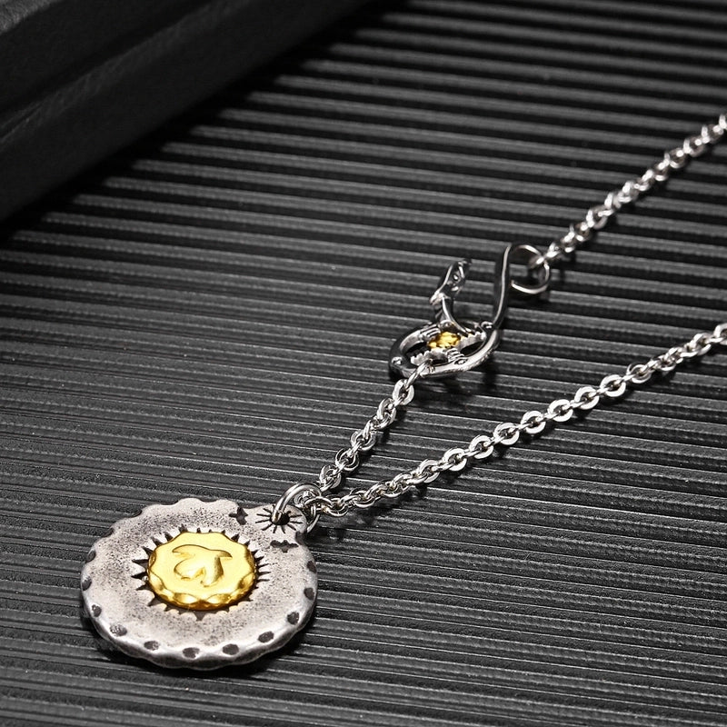 Retro Color Block 304 Stainless Steel Polishing 18K Gold Plated Men's Pendant Necklace
