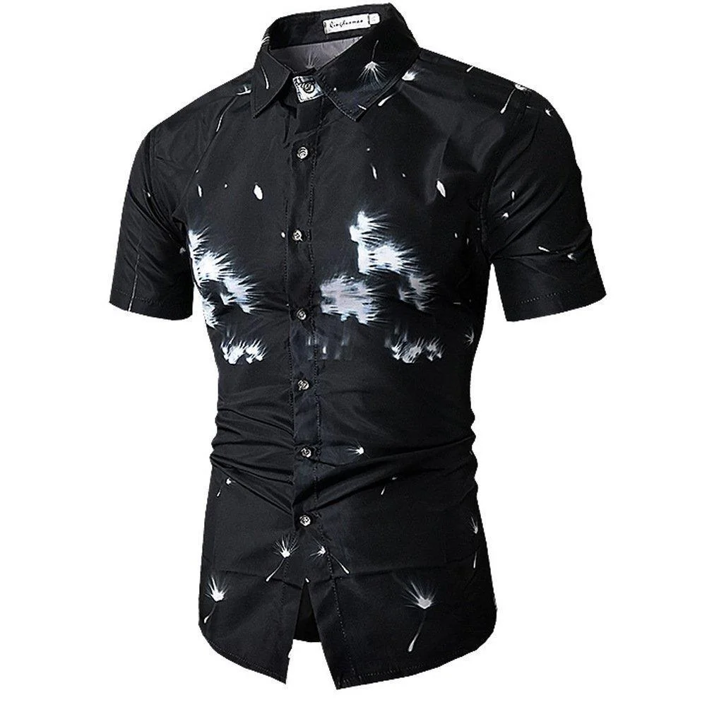 Men's casual printed short-sleeved shirt