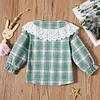 Baby Girl Long-sleeve Cotton Sweet Plaid Shirt Smock
