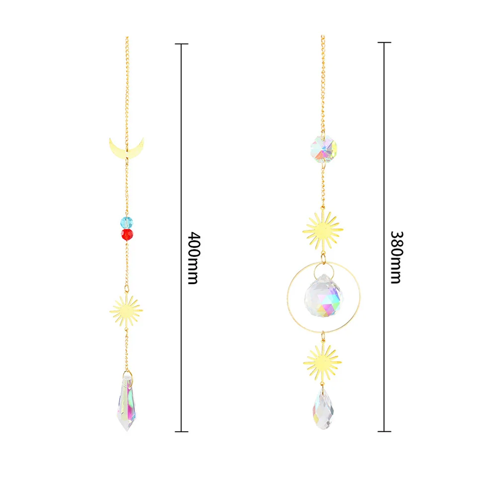 1/4pcs Hanging Bead Moon Sun Light Catcher Crystal Outdoor Wall Wind Chimes