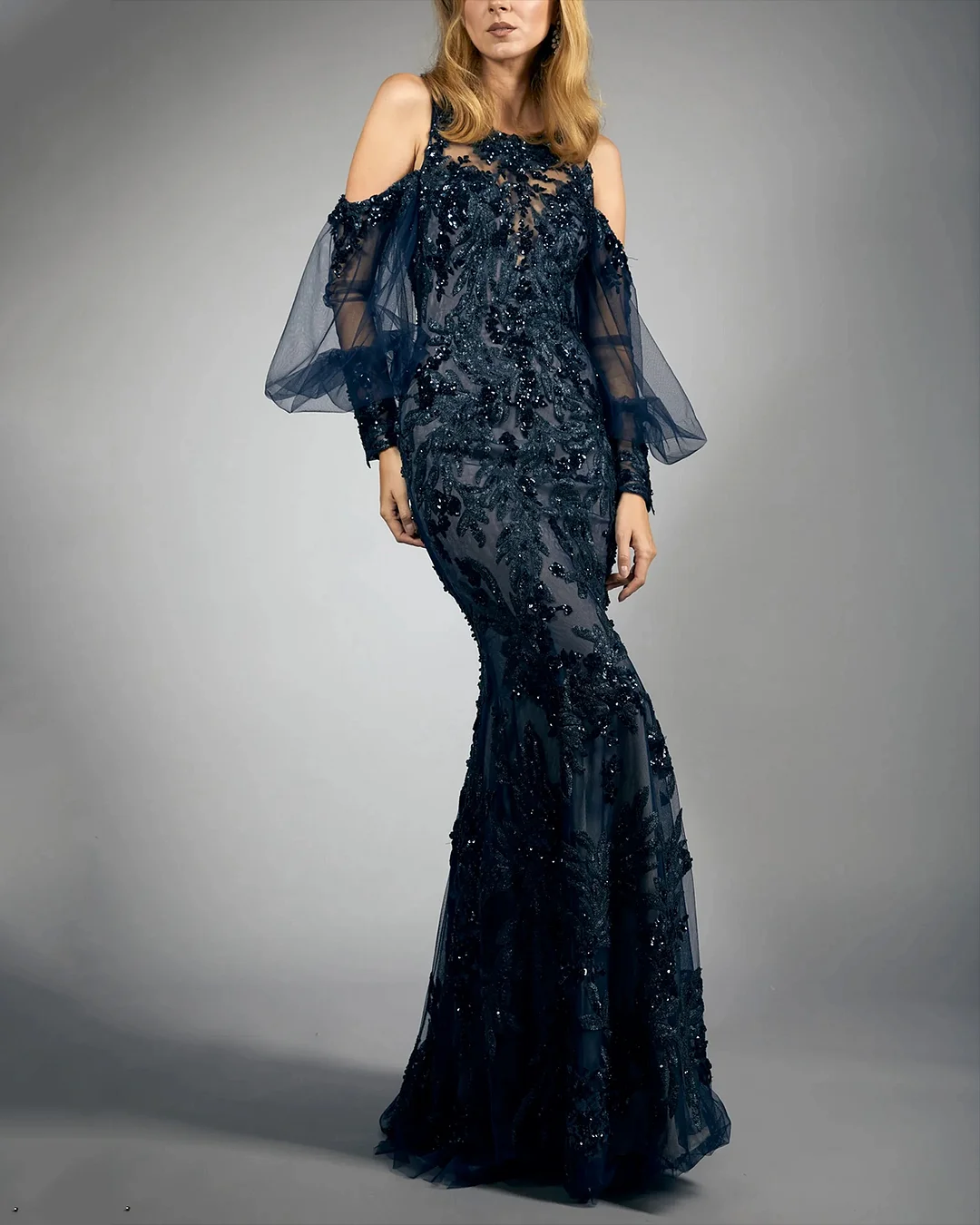 Women' Off Shoulder Mesh Embroidered Dress