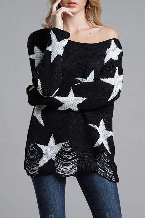 Stars Open Comfort Sweater-elleschic