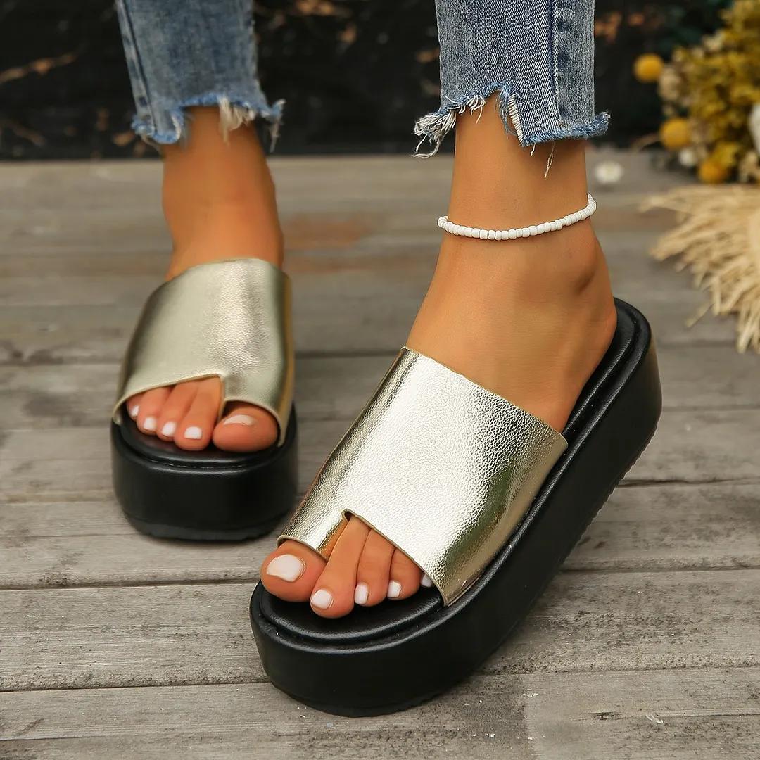 Yyvonne Summer New Women's Shoes Large Fashion Pine Cake Thick-Sleeve Cover Outside Wearing Casual Cool Drag