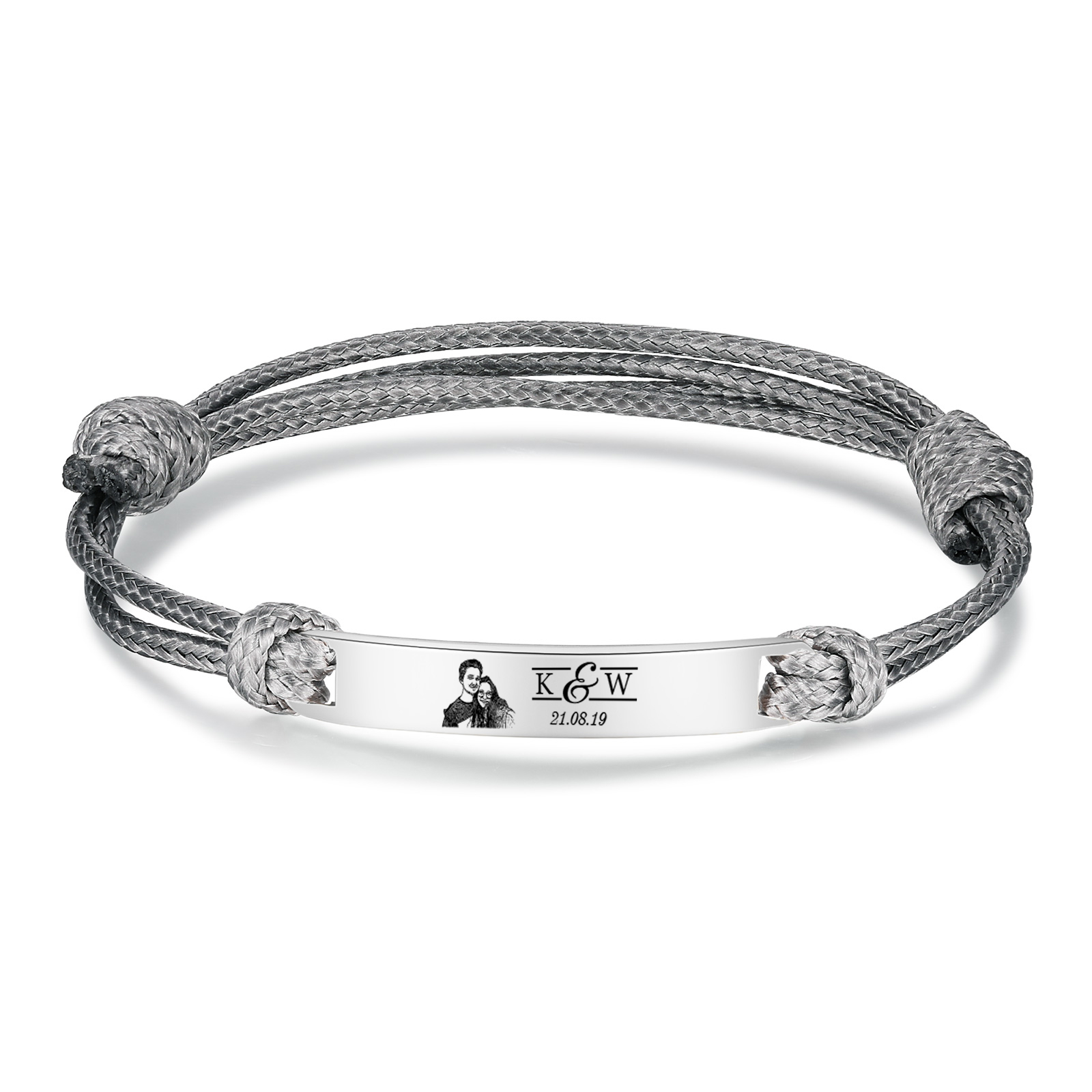 Braccialetti acciaio inox 1 nome 2 lettere e 1 foto personalizzabili per coppia multicolori da scegliere