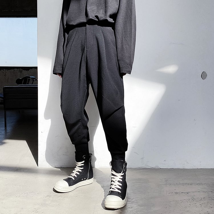 Dawfashion-New Dark Niche Micro-elastic Non-iron Trousers Loose Casual Harem Pants-Yamamoto Diablo Clothing
