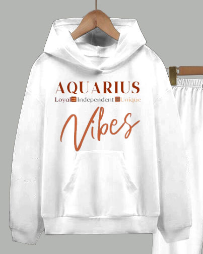 Aquarius Vibes Long Sleeve Hoodie Two Pieces Set