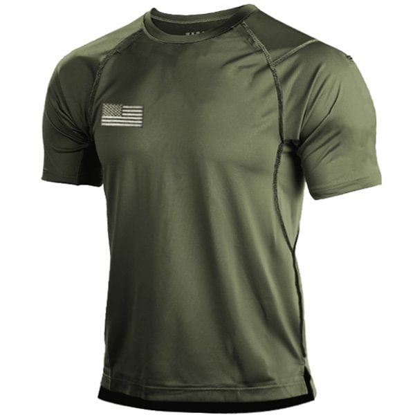 Men's Outdoor American Flag Tactical Quick Dry Sports Short Sleeve T-Shirt-Compassnice®