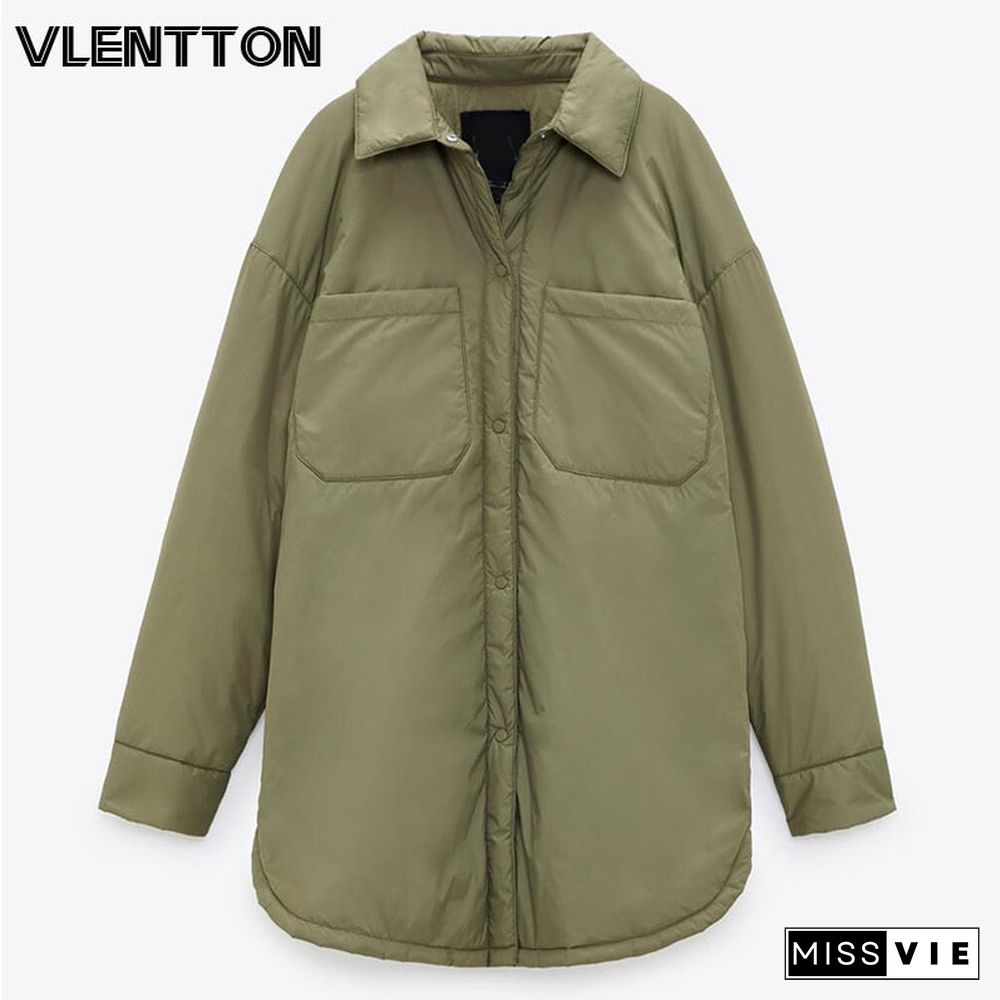 Autumn Winter Oversize Warm Cotton Jacket Coat Women Vintage Green Long Overcoats Female Loose Solid Light Parka Outwear