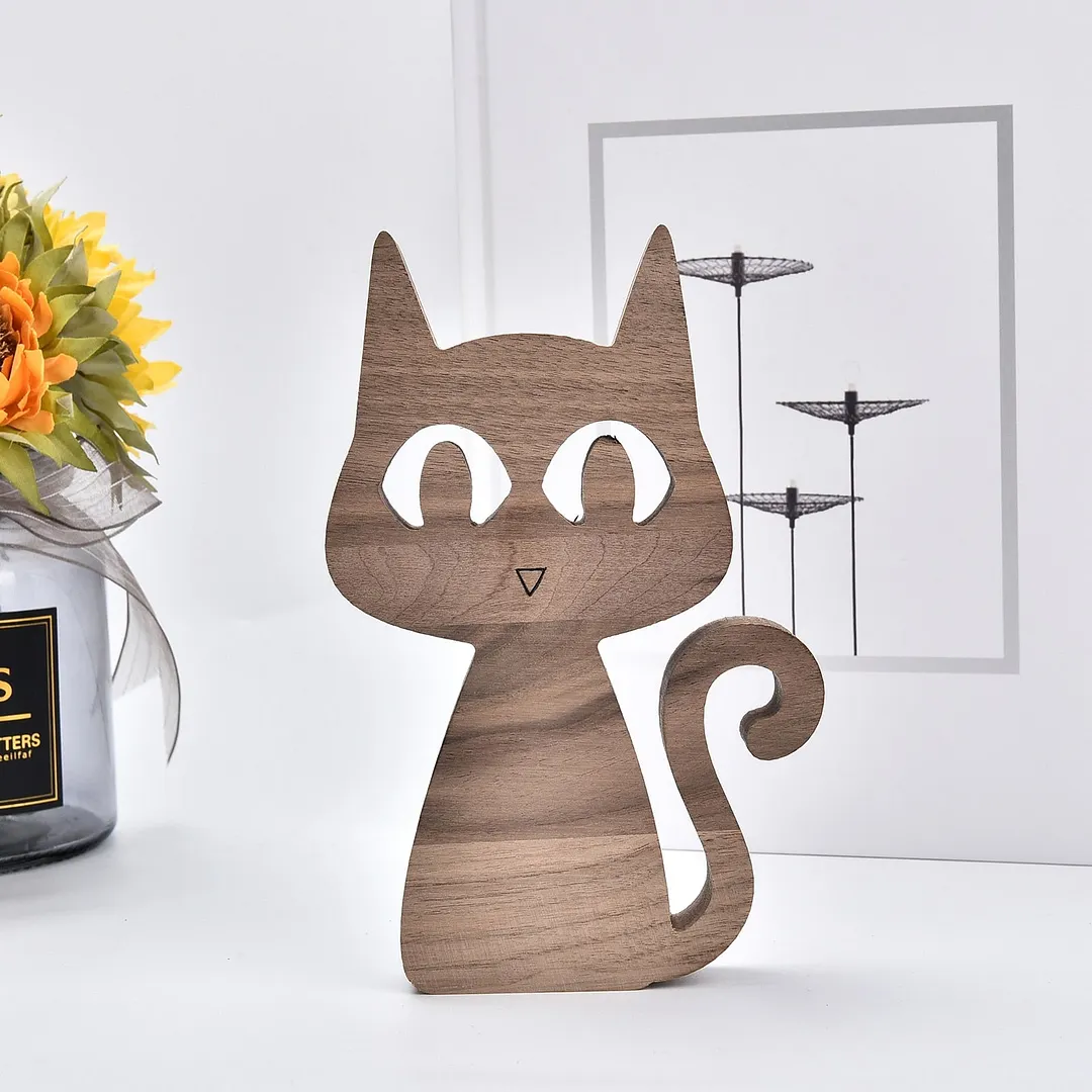 Family Puppy Wood Dog Craft Figurine Desktop Table Ornament Carving Model Creative Home Office Decoration Love Pet Dropshipping
