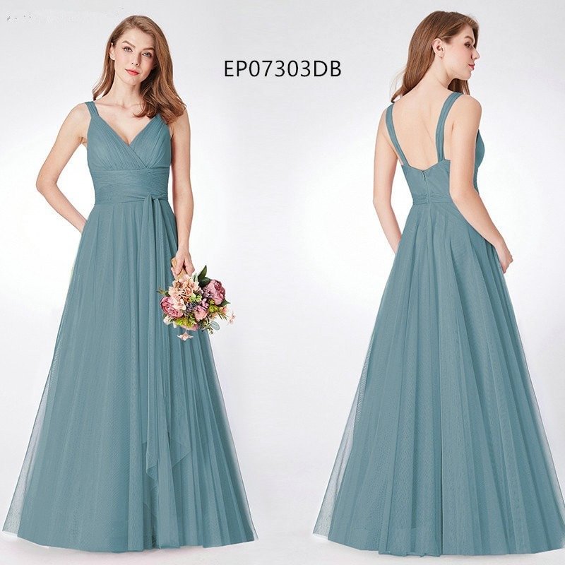 Elegant Straps Long Prom Dresses Tulle Evening Party Gowns Online - lulusllly
