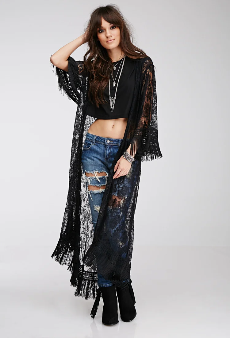 Uveng Uveng Smos Women's Top Hot Tassel Long Women's Cardigan Summer