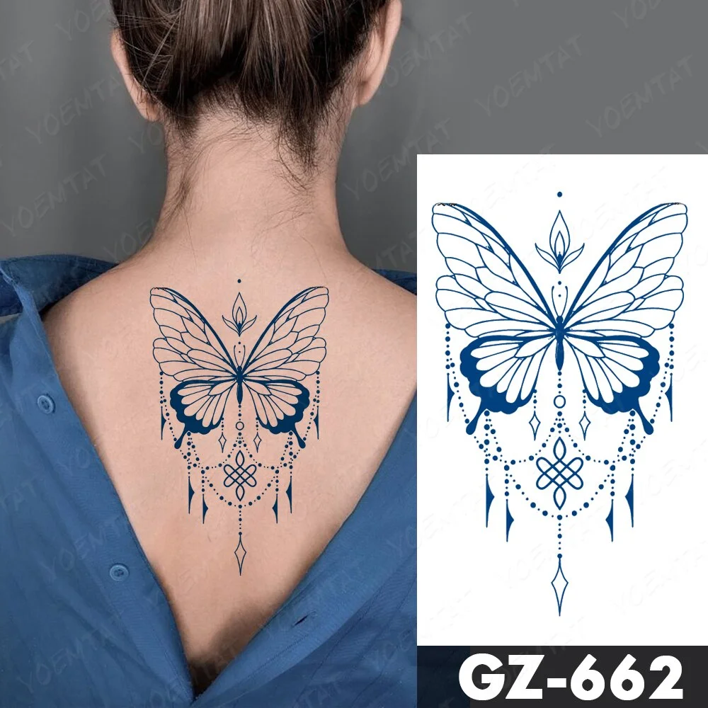 Sdrawing Juice Lasting Ink Waterproof Temporary Tattoo Sticker Genipin Herbal Tatoo Women Body Art Fake Tatto Snake Flower