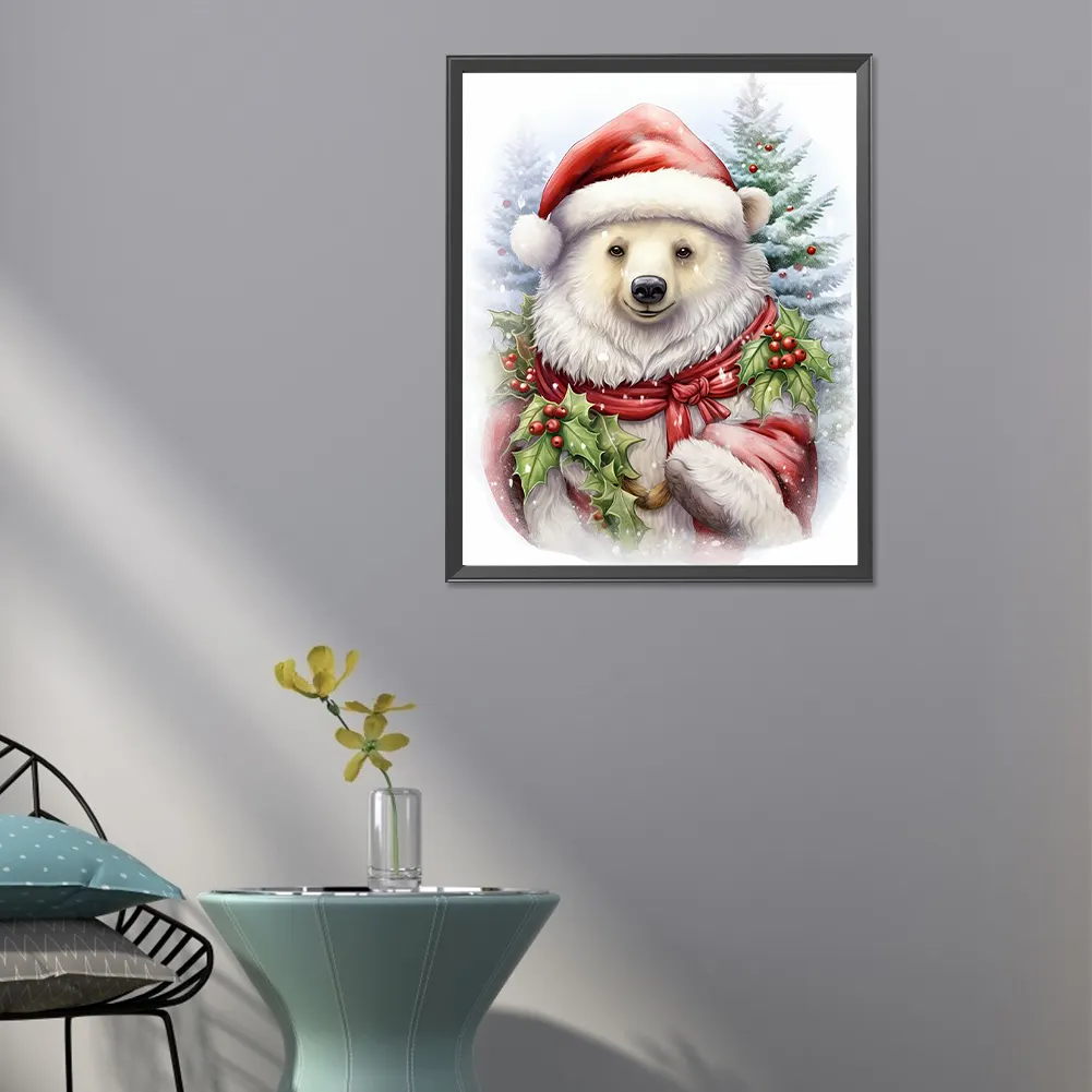 Full Round Diamond Painting 40*50cm - Christmas White Bear