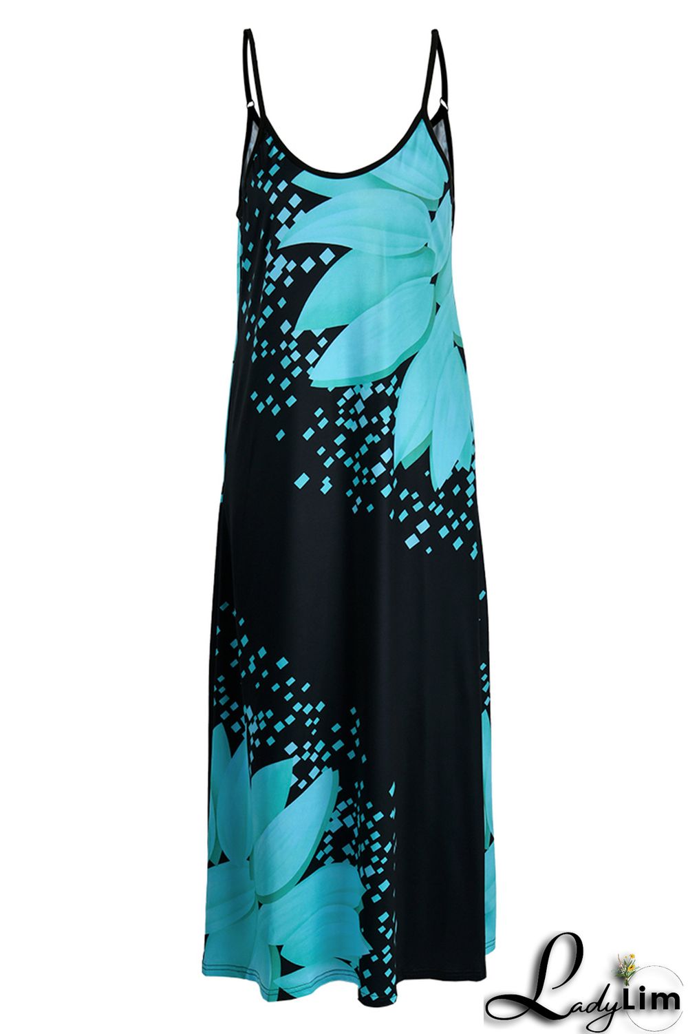 Yellow Fashion Sexy Print Backless Spaghetti Strap Long Dress