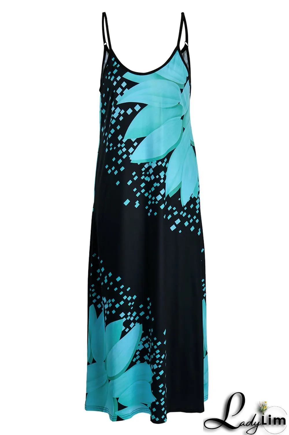 Yellow Fashion Sexy Print Backless Spaghetti Strap Long Dress