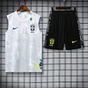 2025 Brazil Pre-Match Training White Vest+Shorts Football1:1 Thai Quality