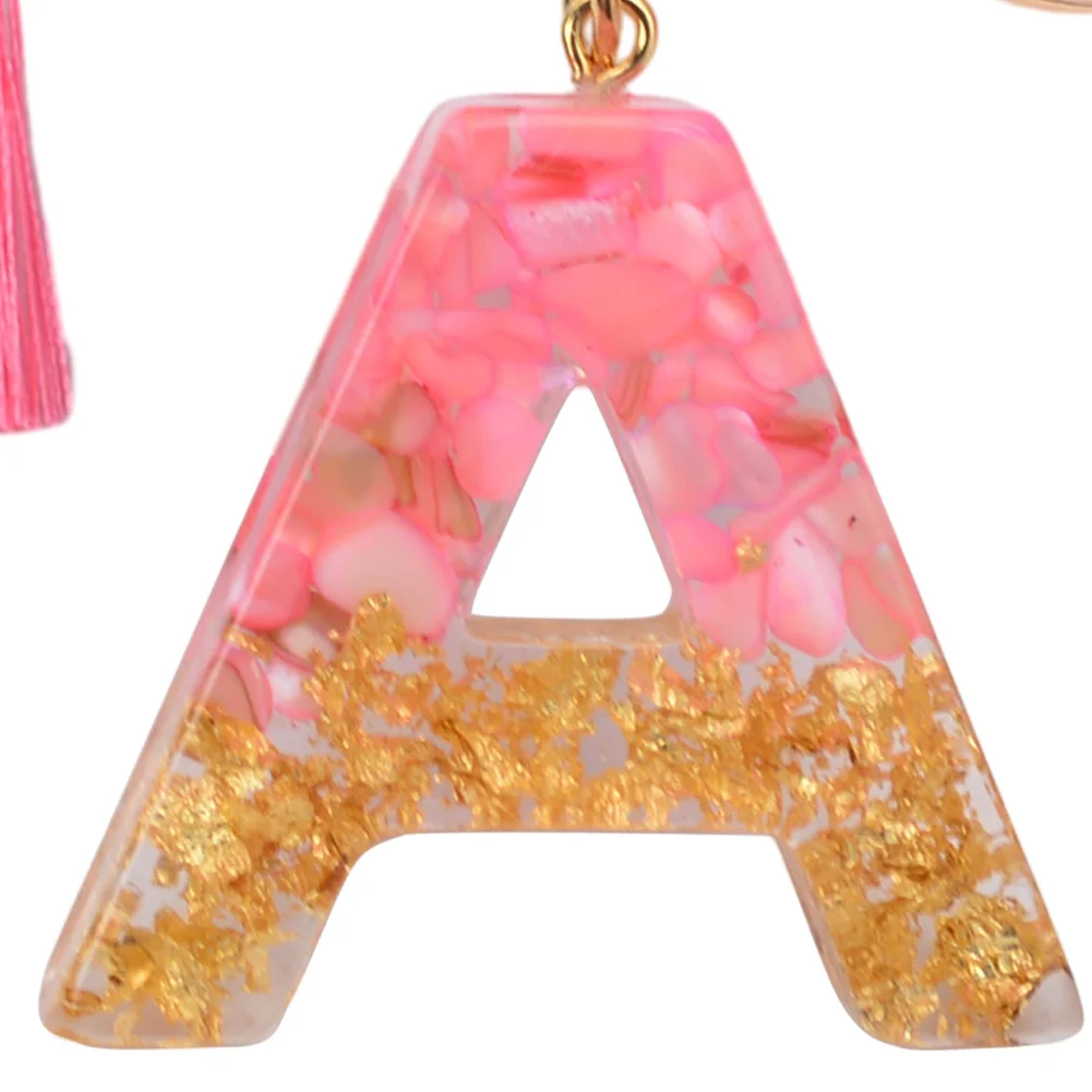 Resin Initial Key Ring with Tassel Alphabet Keyring for Car Keys Wallet Handbags
