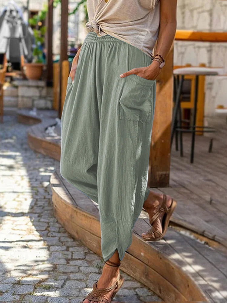 Cotton And Linen Casual Thin Cropped Harem Pants