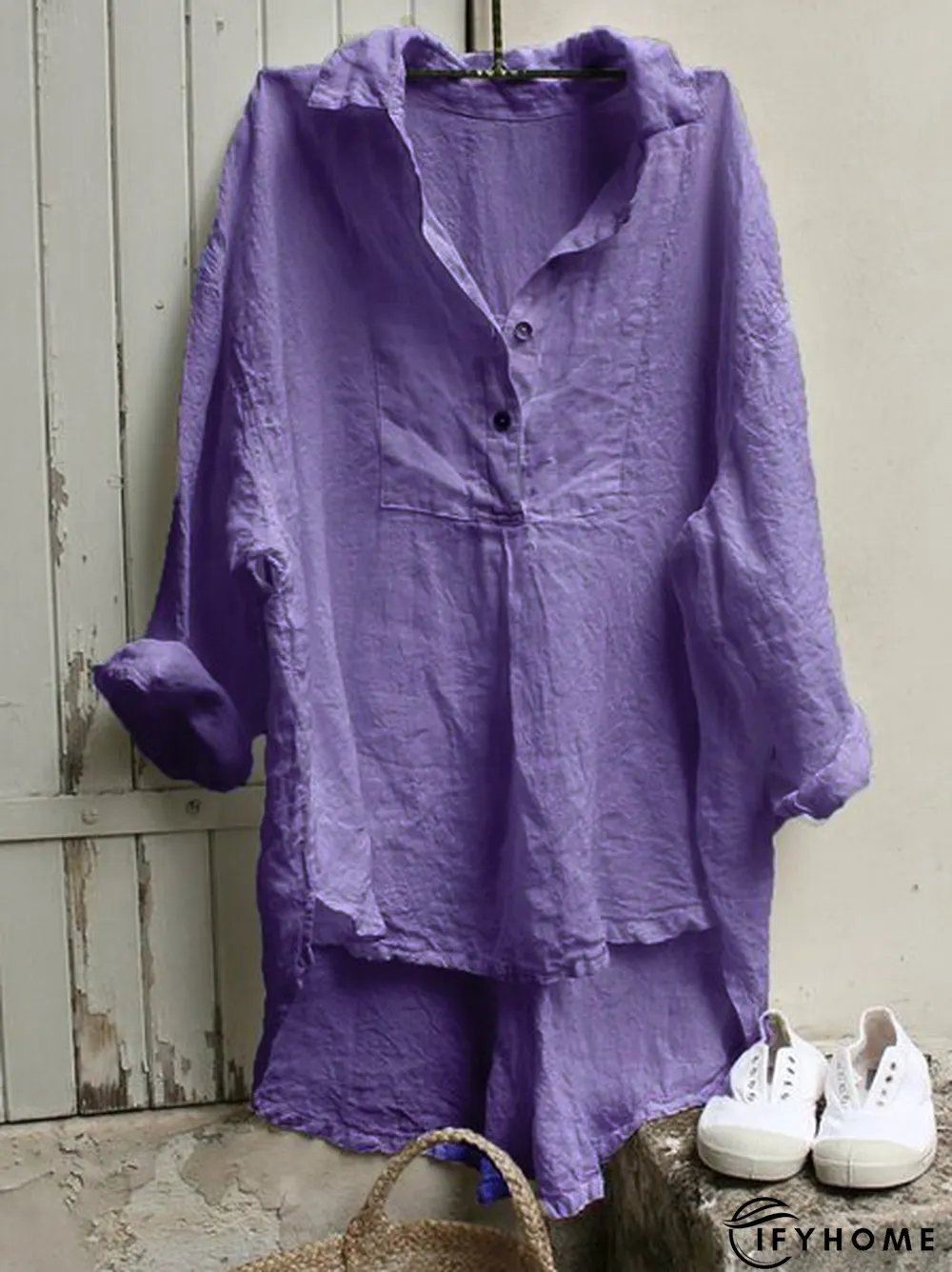 Causal Women Tuxedo Linen Shirt Tunic Dress | IFYHOME