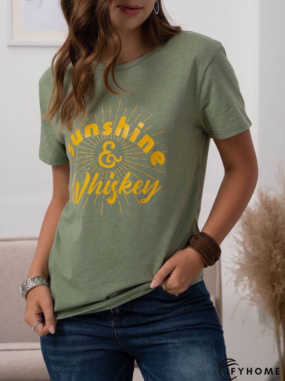 Vintage Short Sleeve Letter Printed Plus Size Casual Tops | IFYHOME