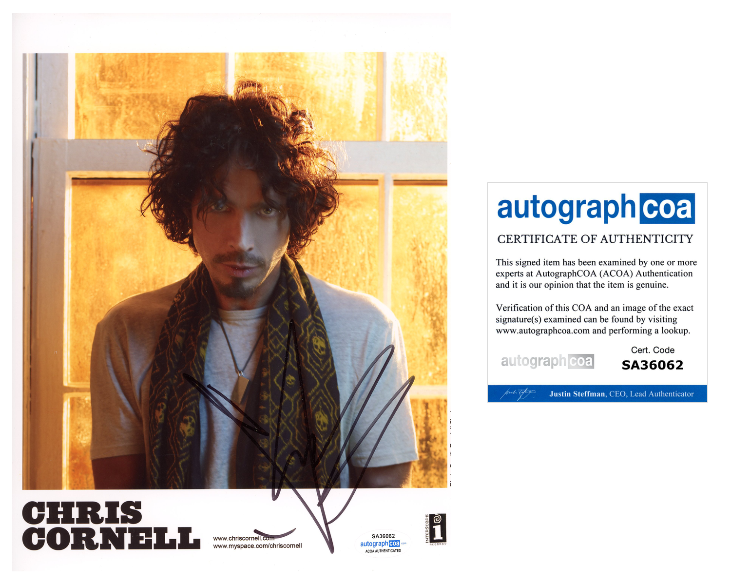 Chris Cornell Signed Autographed 8x10 Photo Poster painting Soundgarden Audioslave ACOA COA