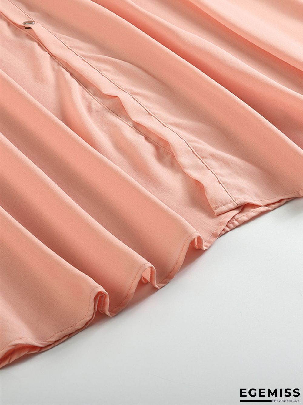 Long Sleeve Button Lace Solid Color Dress | EGEMISS