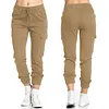 Ladies Workwear Casual Elastic Waist Lace Up Pants